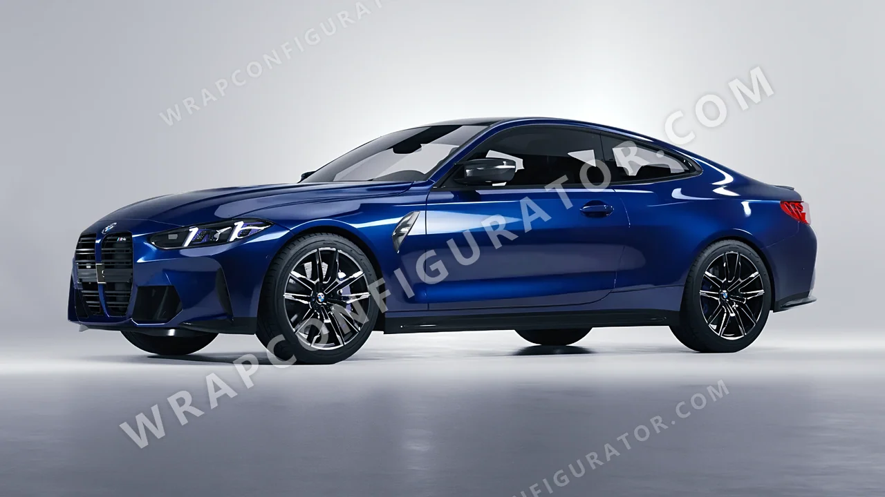Black BMW M4 Coupe 2024 wrapped in 3M Gloss Midnight Blue GP272