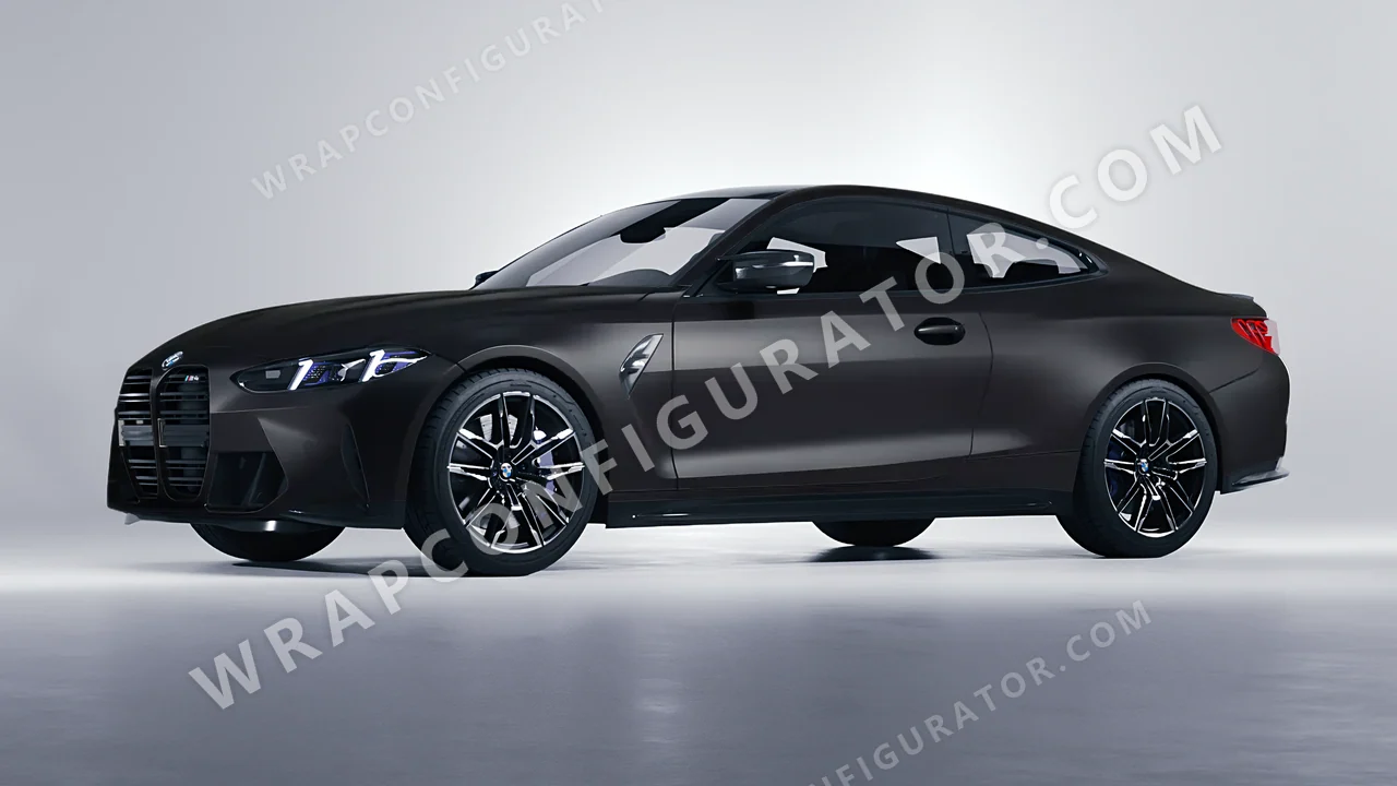 Black BMW M4 Coupe 2024 wrapped in 3M Matte Black M12