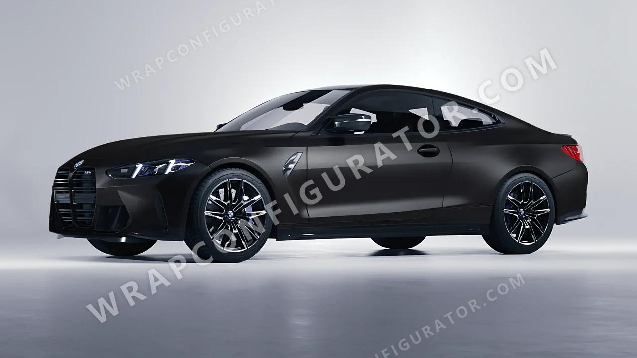 Black BMW M4 Coupe 2024 wrapped in 3M Matte Deep Black M22