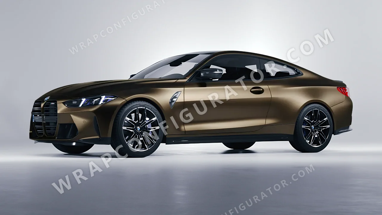 Black BMW M4 Coupe 2024 wrapped in 3M Satin Gold Dust Black SP242