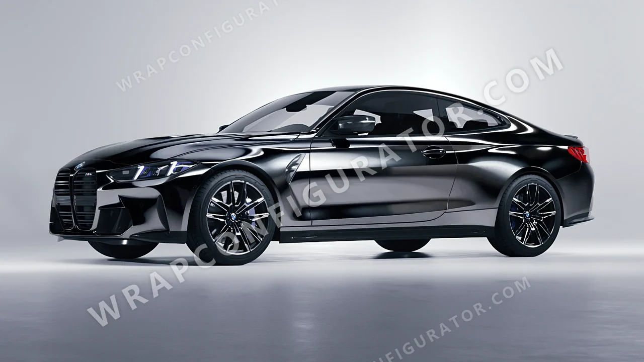 Black BMW M4 Coupe 2024 wrapped in Avery Dennison Black SF100-196-S