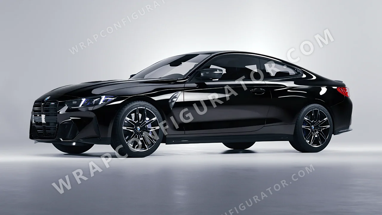 Black BMW M4 Coupe 2024 wrapped in Avery Dennison Black SW900-190-O