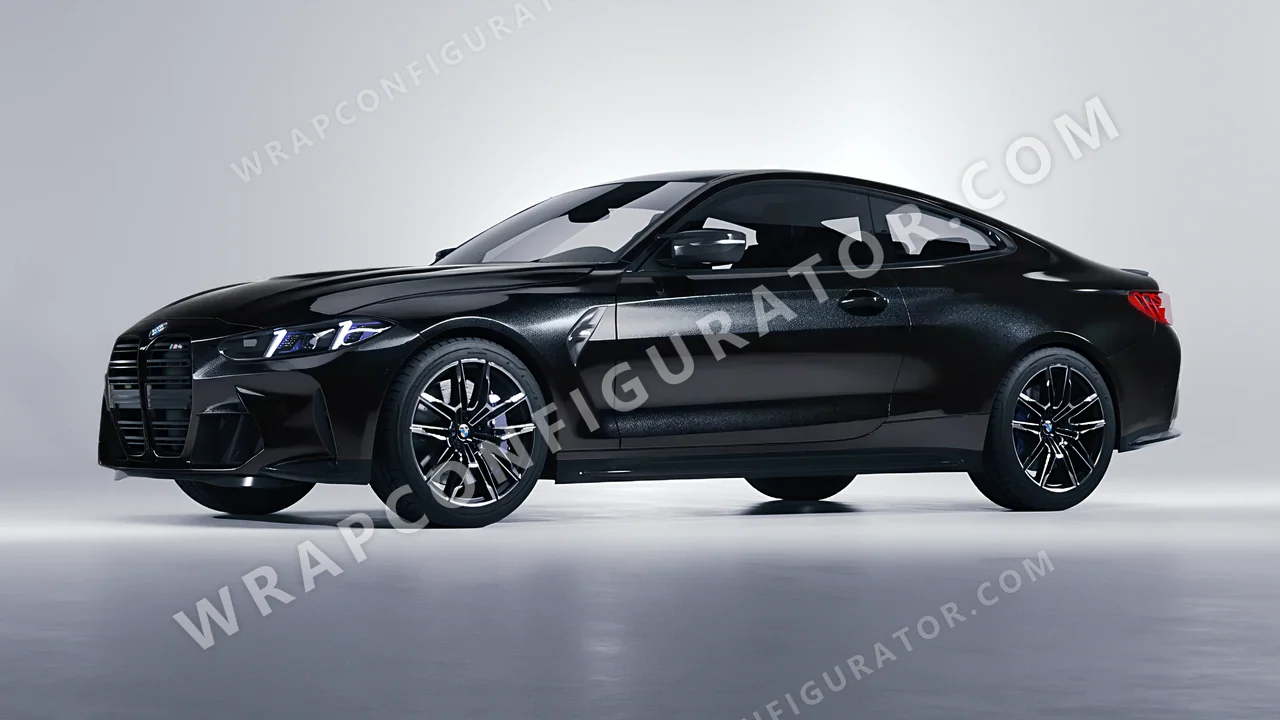 Black BMW M4 Coupe 2024 wrapped in Avery Dennison Mystery Black SW900-184-M