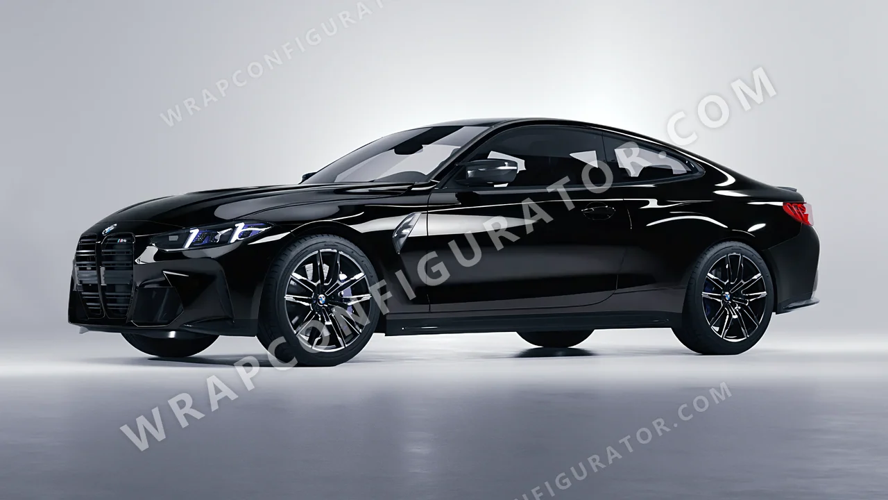 Black BMW M4 Coupe 2024 wrapped in Avery Dennison Obsidian Black SW900-191-O