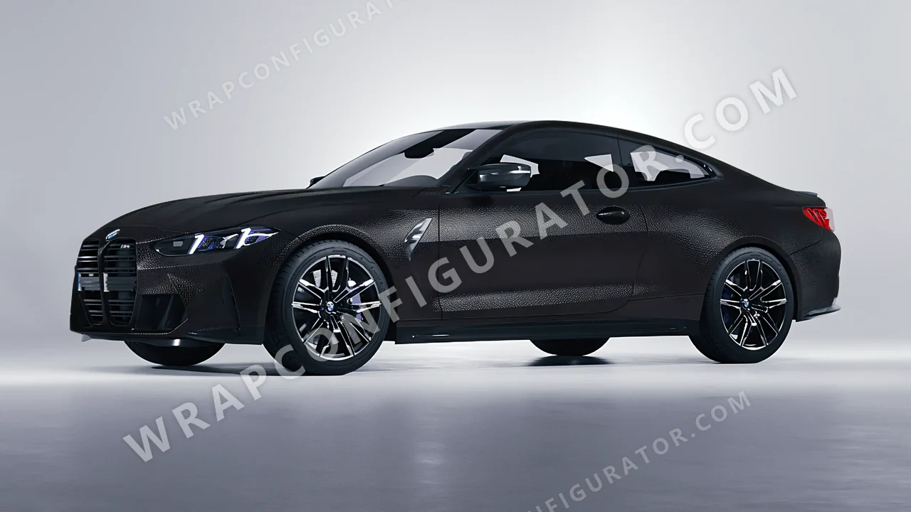 Black BMW M4 Coupe 2024 wrapped in Avery Dennison Rugged Onyx Black SW900-182-X