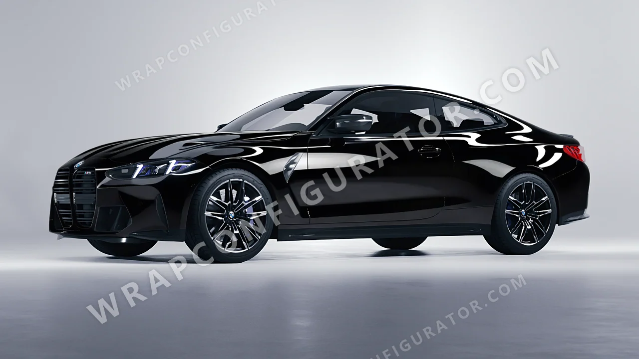 Black BMW M4 Coupe 2024 wrapped in Inozetek Dynamic PPF Midnight Black DPPF909