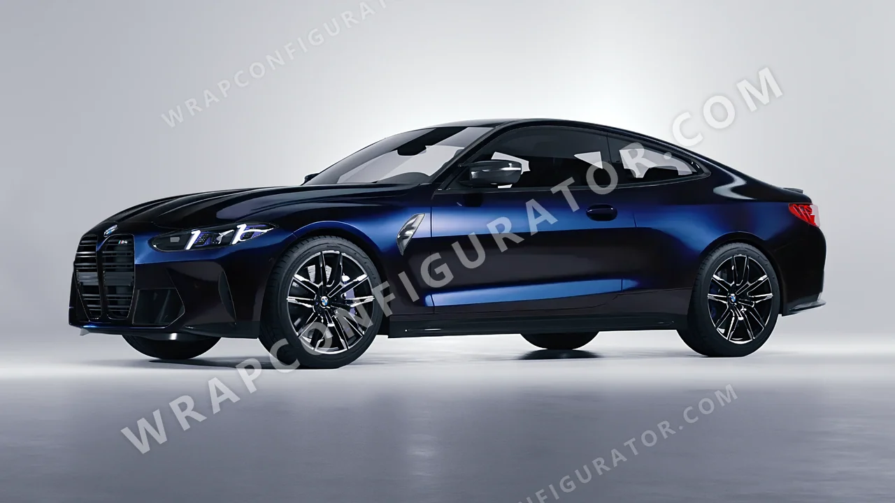 Black BMW M4 Coupe 2024 wrapped in KPMF Blue Black Iridescent K75469