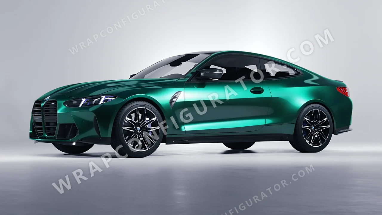 Black BMW M4 Coupe 2024 wrapped in KPMF Green Black Iridescent K75460