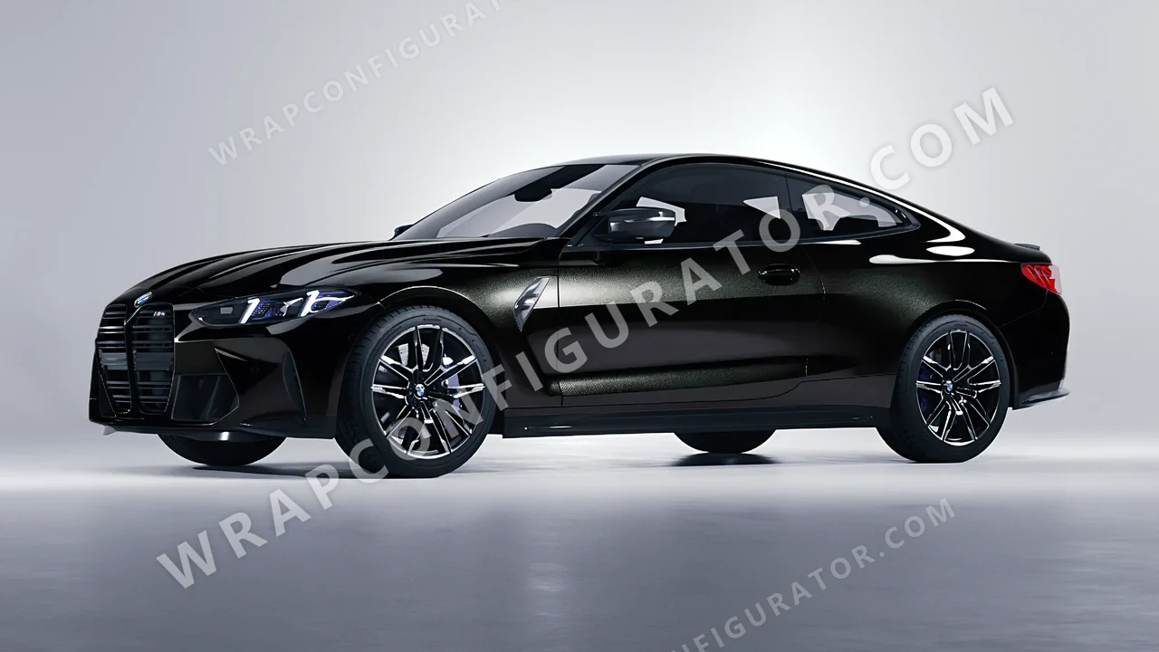 Black BMW M4 Coupe 2024 wrapped in KPMF Magnetic Black K75440