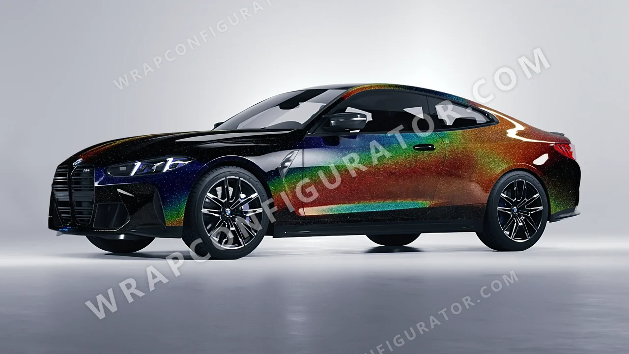 Black BMW M4 Coupe 2024 wrapped in KPMF Morpheus Black Starlight K75470