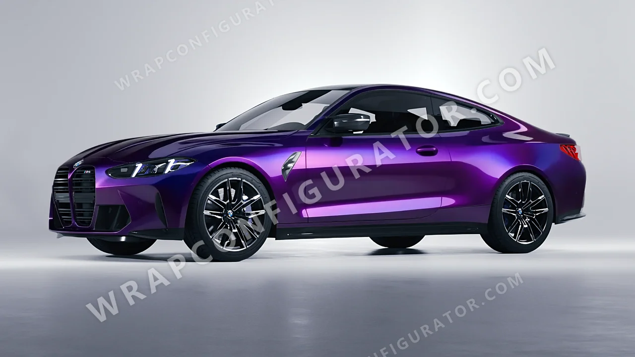 Black BMW M4 Coupe 2024 wrapped in KPMF Purple Black Iridescent K75465