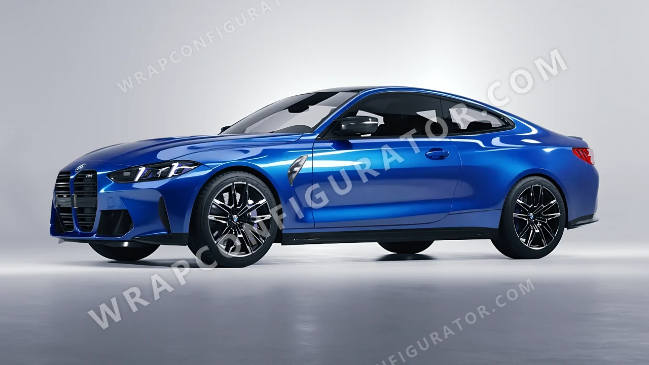 Blue BMW M4 Coupe 2024 wrapped in 3M Gloss Blue Metallic G227