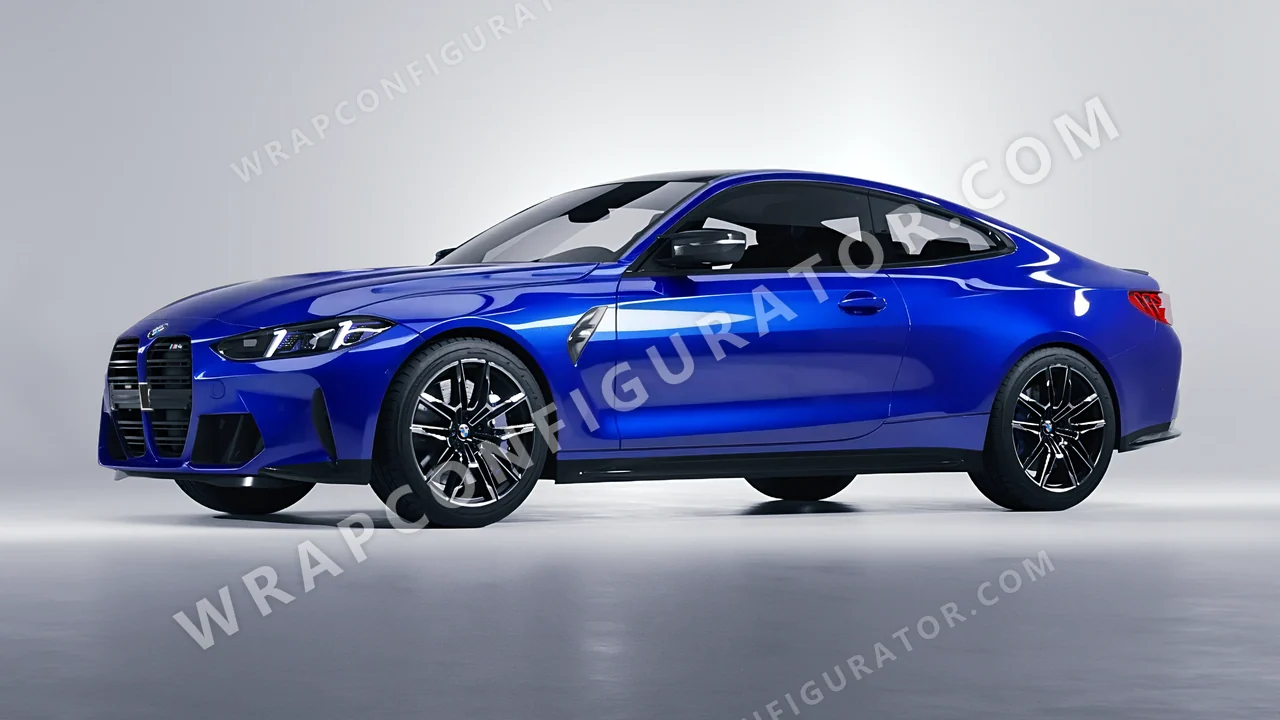 Blue BMW M4 Coupe 2024 wrapped in 3M Gloss Cosmic Blue G377