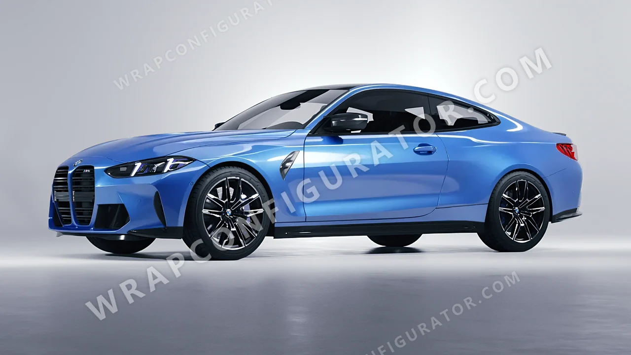 Blue BMW M4 Coupe 2024 wrapped in 3M Gloss Ice Blue G247