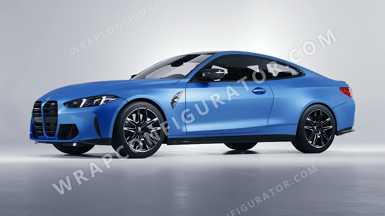 Blue BMW M4 Coupe 2024 wrapped in 3M Matte Blue Metallic M227