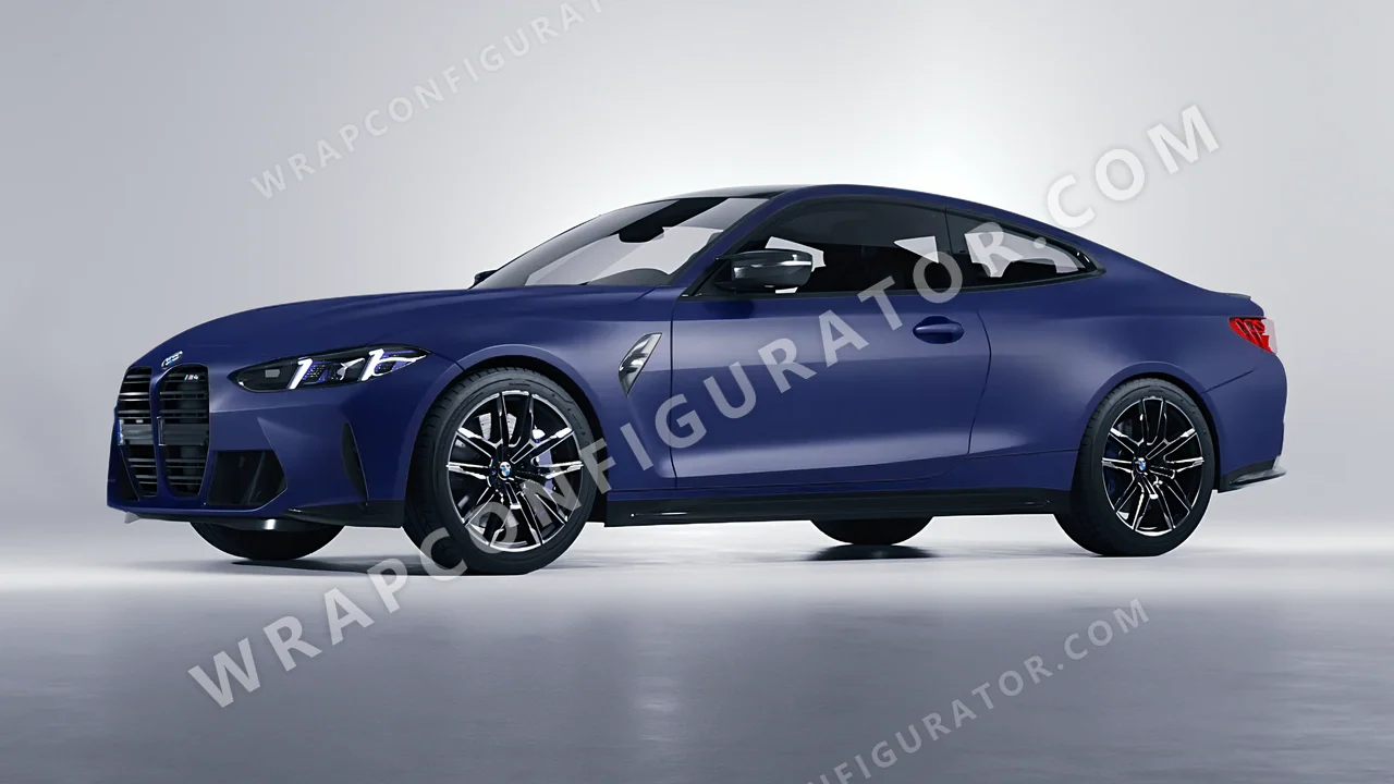 Blue BMW M4 Coupe 2024 wrapped in 3M Matte Indigo M27