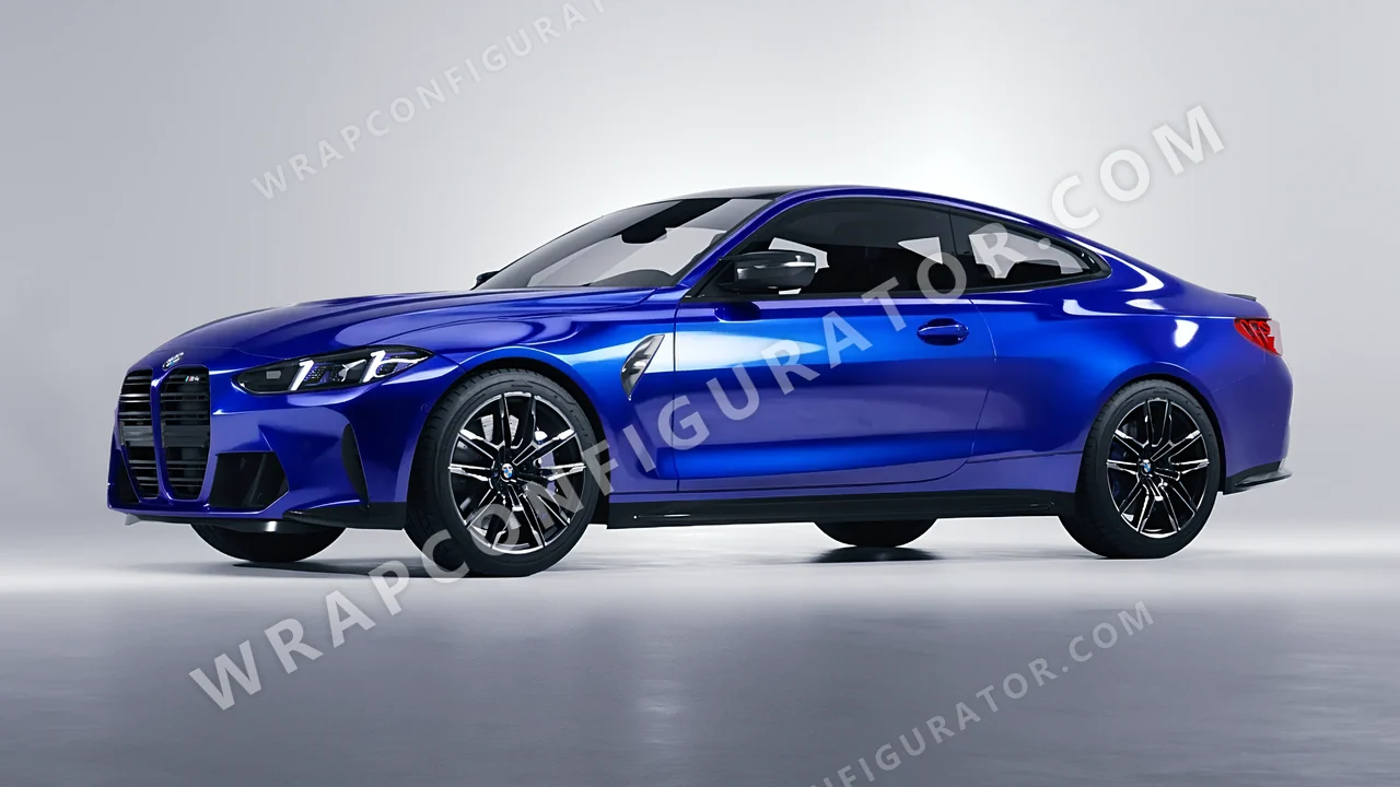 Blue BMW M4 Coupe 2024 wrapped in Avery Dennison Blue SF100-256-S