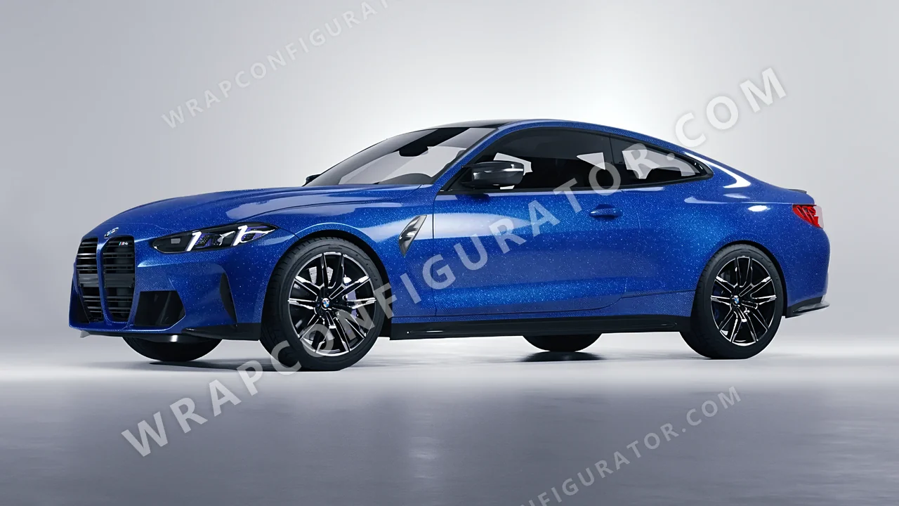 Blue BMW M4 Coupe 2024 wrapped in Avery Dennison Blue SW900-676-D