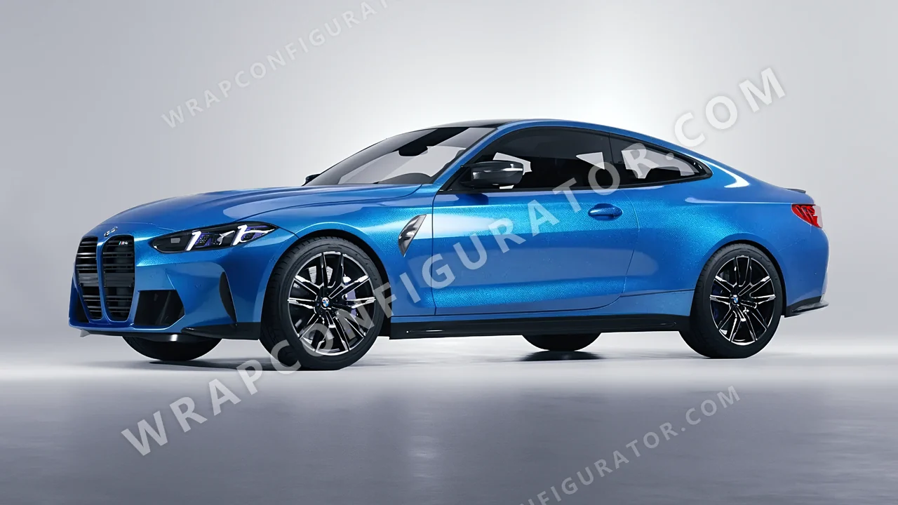 Blue BMW M4 Coupe 2024 wrapped in Avery Dennison Bright Blue SW900-646-M