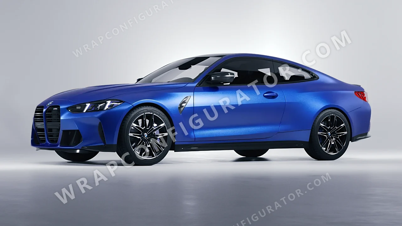 Blue BMW M4 Coupe 2024 wrapped in Avery Dennison Brilliant Blue SW900-671-M