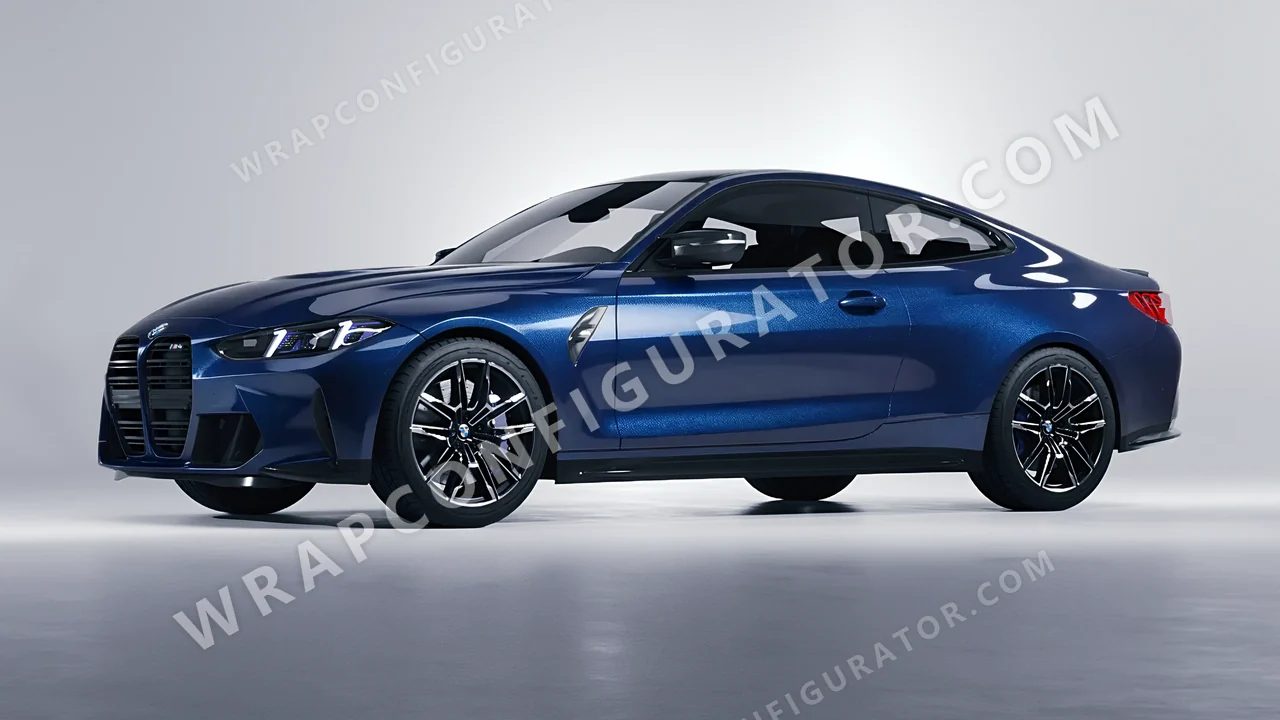 Blue BMW M4 Coupe 2024 wrapped in Avery Dennison Dark Blue SW900-653-M