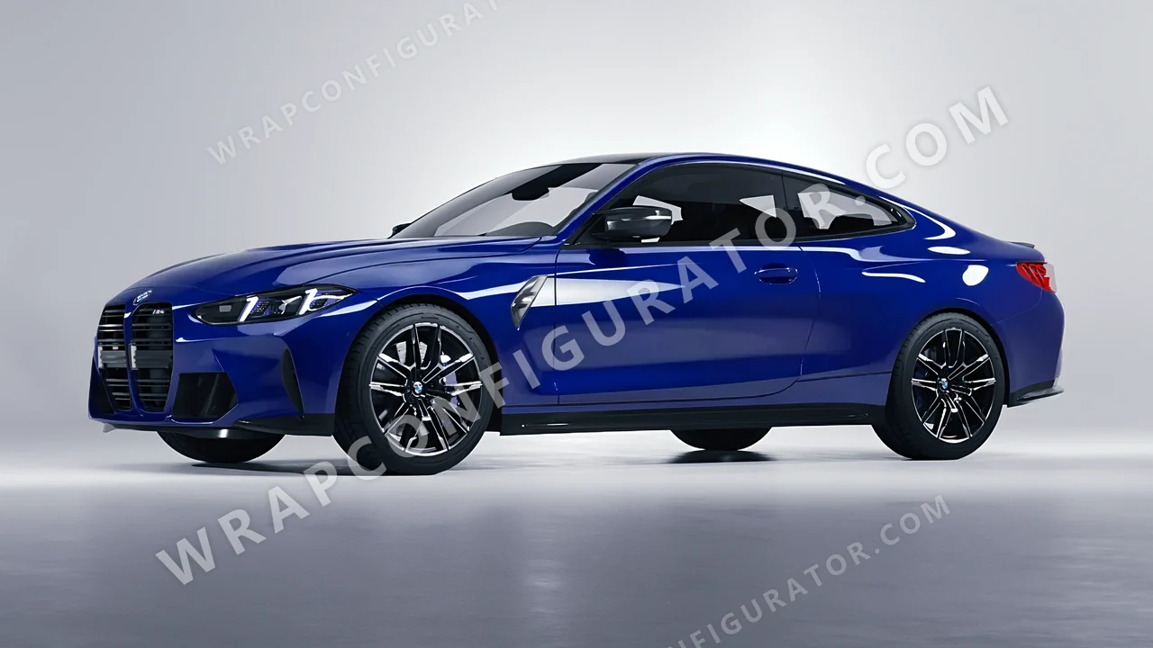 Blue BMW M4 Coupe 2024 wrapped in Avery Dennison Dark Blue SW900-681-O