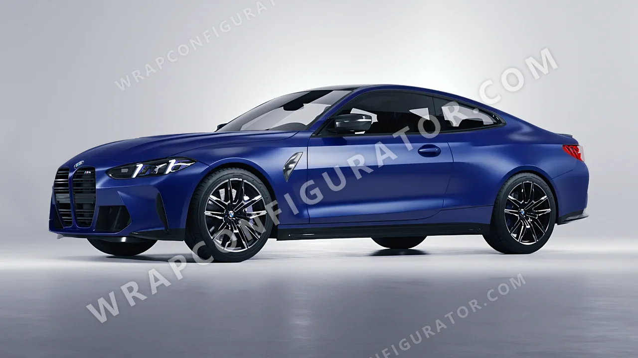 Blue BMW M4 Coupe 2024 wrapped in Avery Dennison Dark Blue SW900-682-O