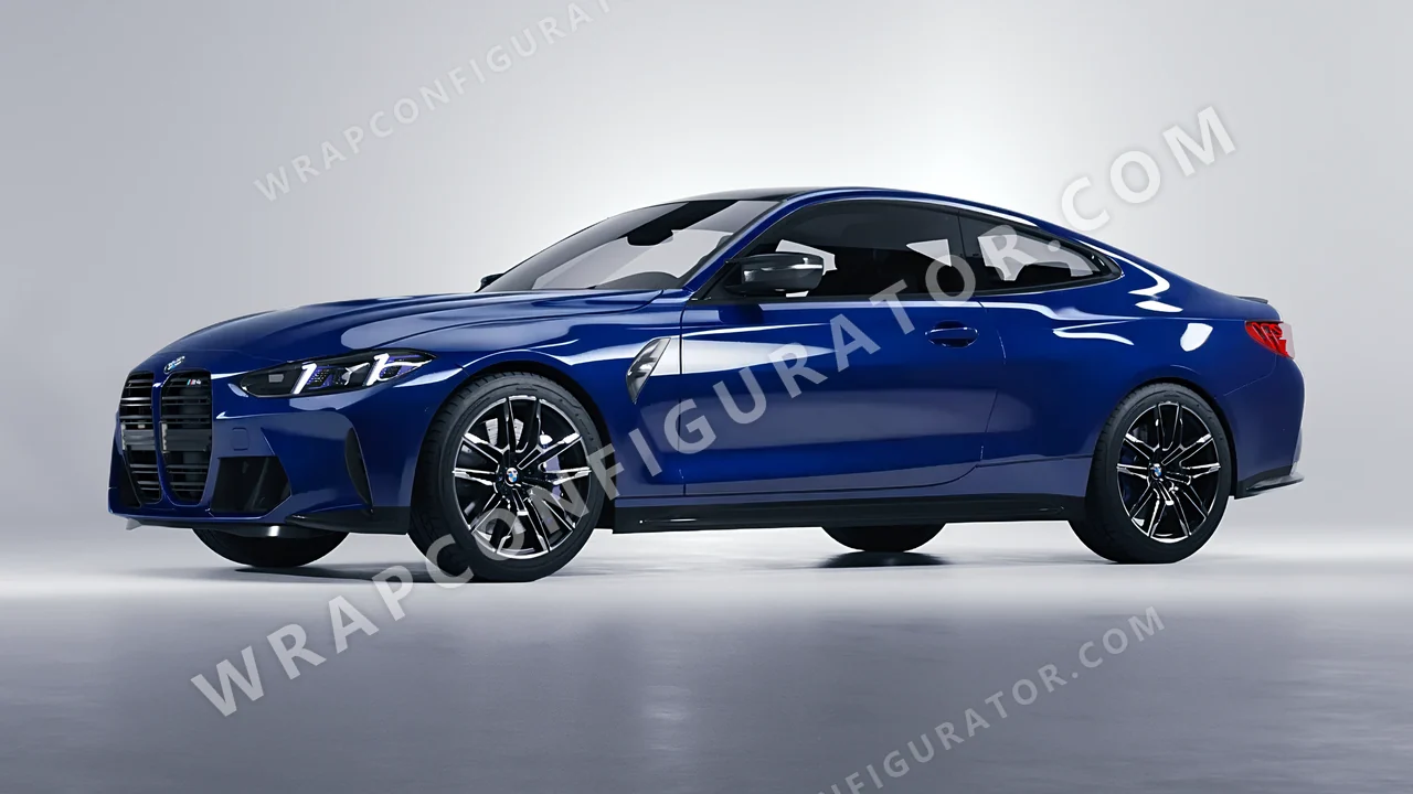 Blue BMW M4 Coupe 2024 wrapped in Avery Dennison Indigo Blue SW900-699-O