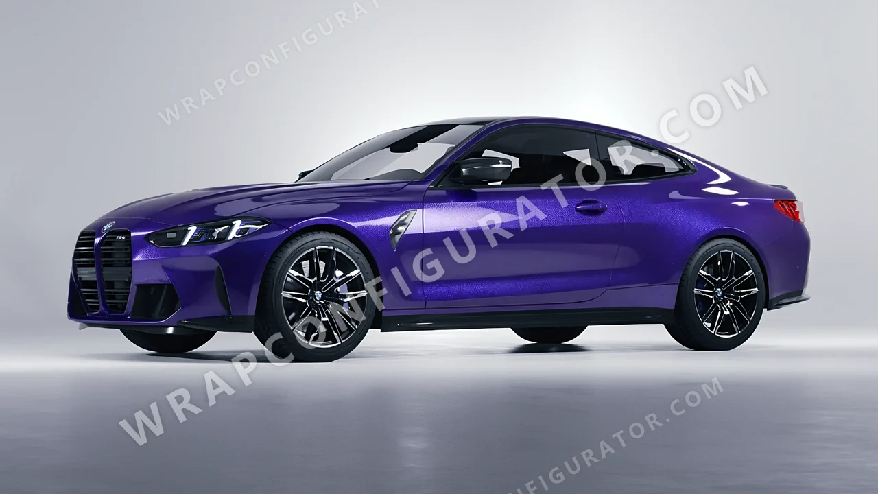 Blue BMW M4 Coupe 2024 wrapped in Avery Dennison Mysterious Indigo SW900-700-M