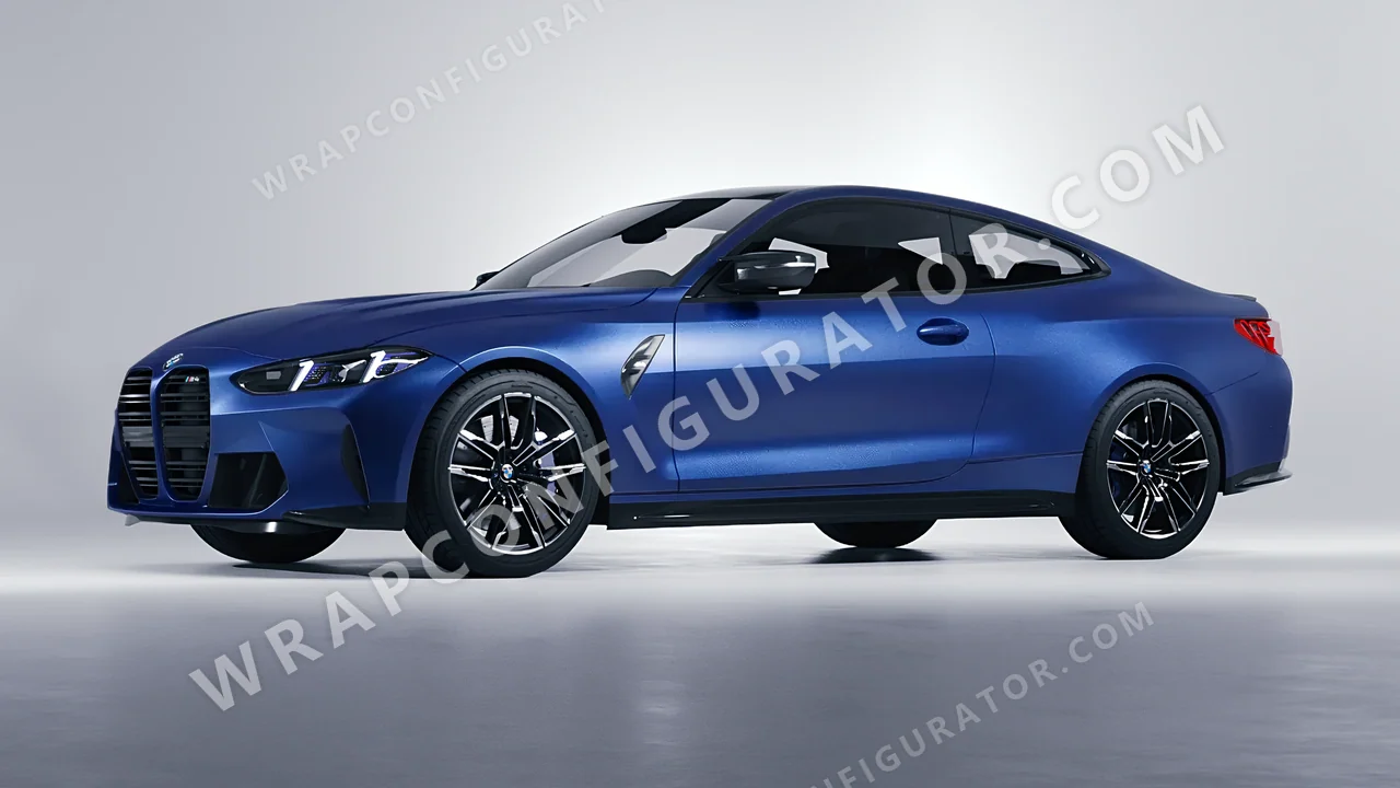 Blue BMW M4 Coupe 2024 wrapped in Avery Dennison Night Blue SW900-623-M