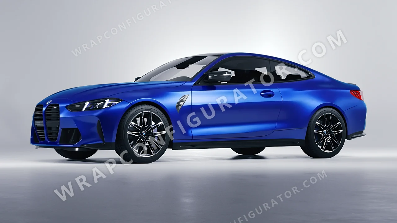 Blue BMW M4 Coupe 2024 wrapped in Avery Dennison Satin Wave Blue SW900-629-S