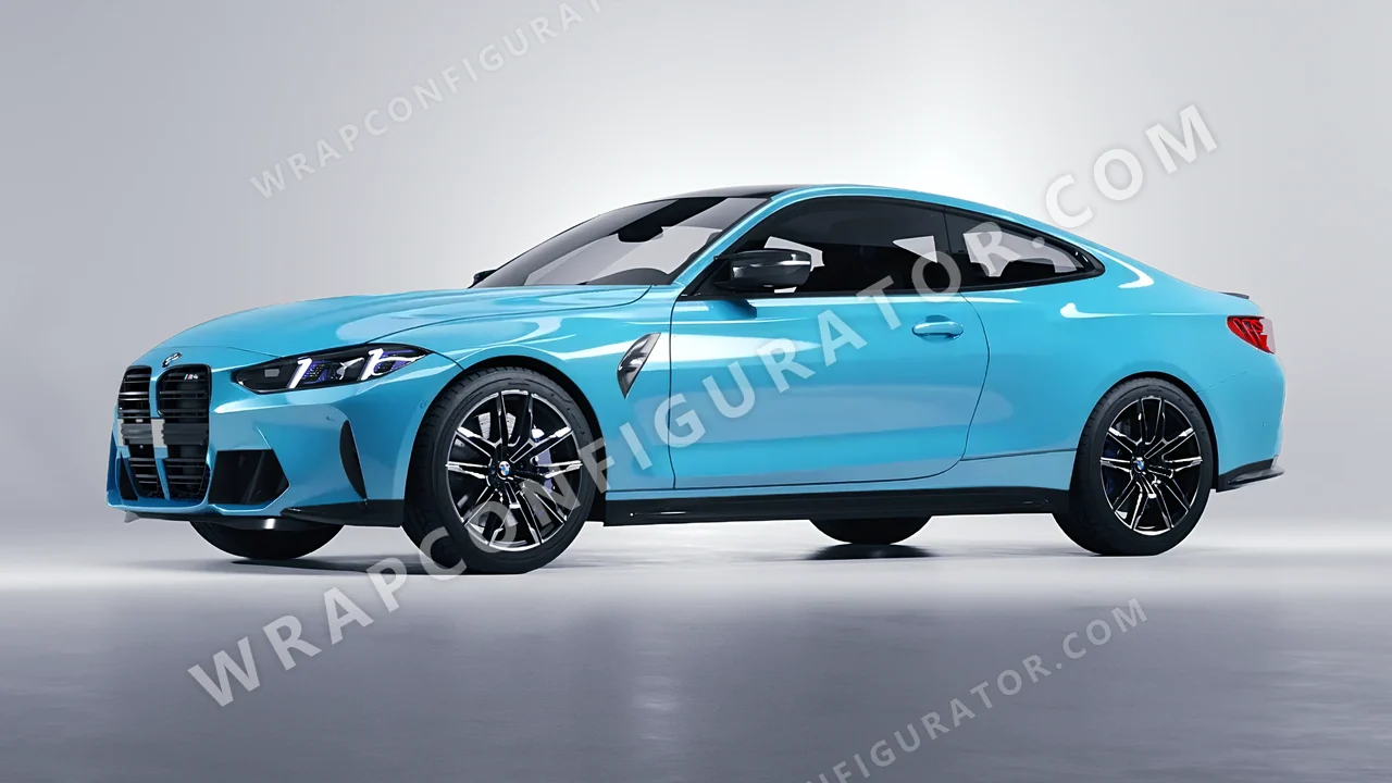 Blue BMW M4 Coupe 2024 wrapped in Avery Dennison Sea Breeze Blue SW900-648-O