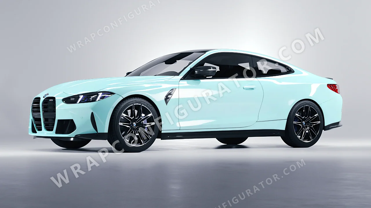 Blue BMW M4 Coupe 2024 wrapped in Colourshield PPF by HyperPro Baby Blue HGF29-P
