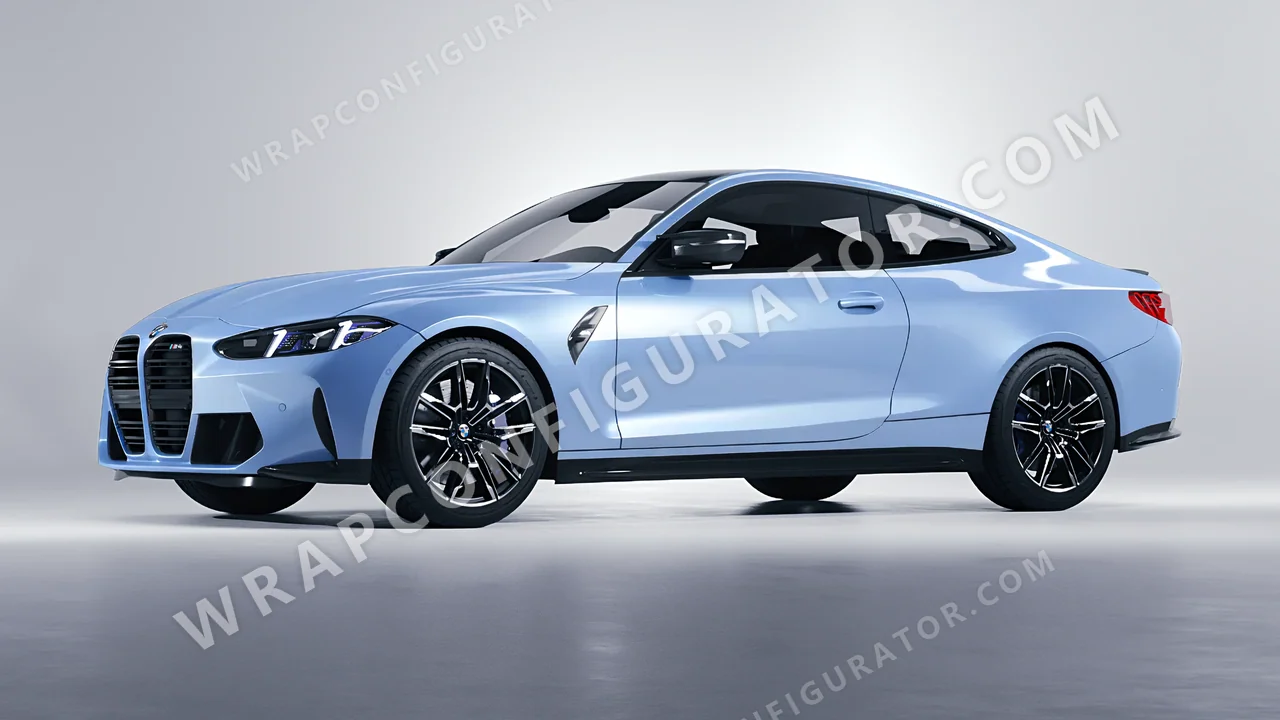 Blue BMW M4 Coupe 2024 wrapped in Colourshield PPF by HyperPro Baby Blue HGM67-P