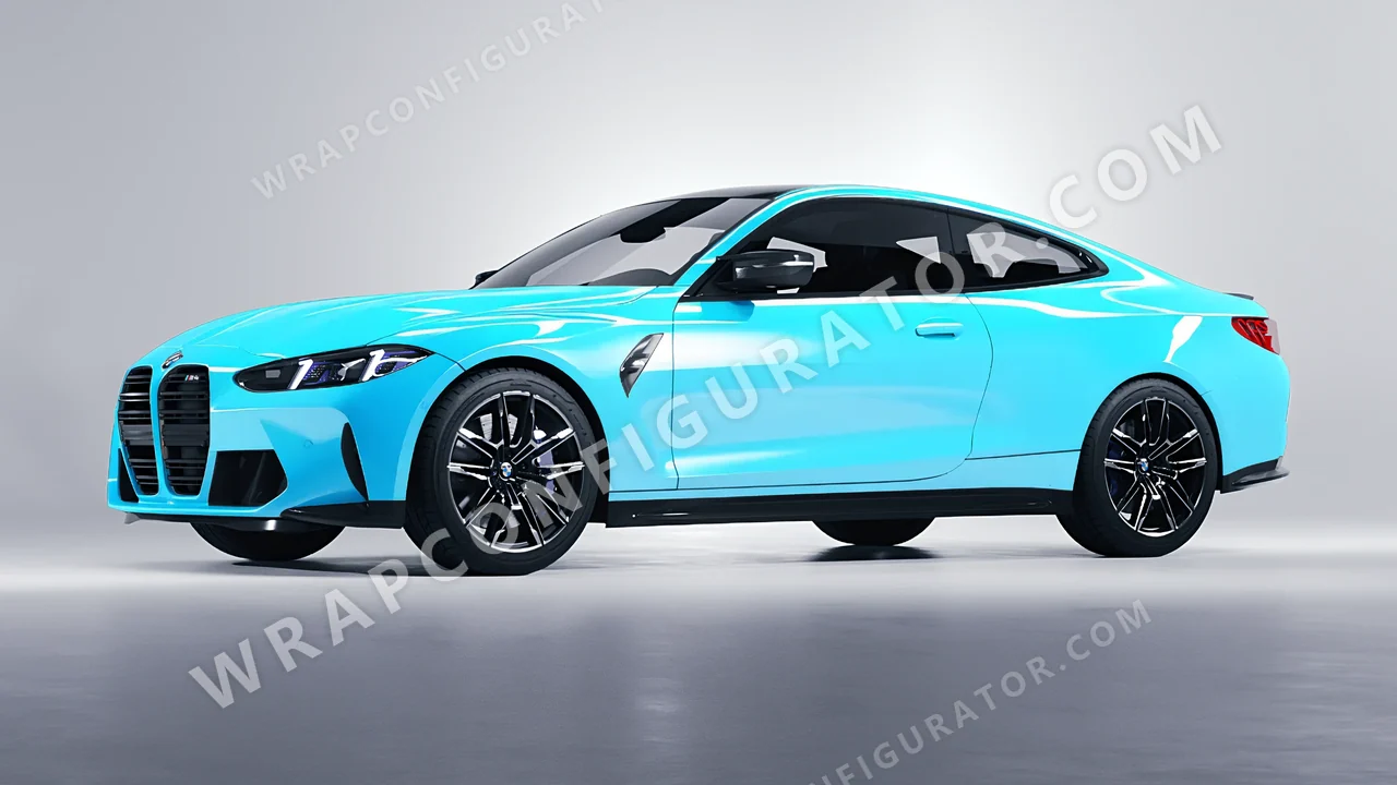 Blue BMW M4 Coupe 2024 wrapped in Colourshield PPF by HyperPro Sky Blue HGF07-P