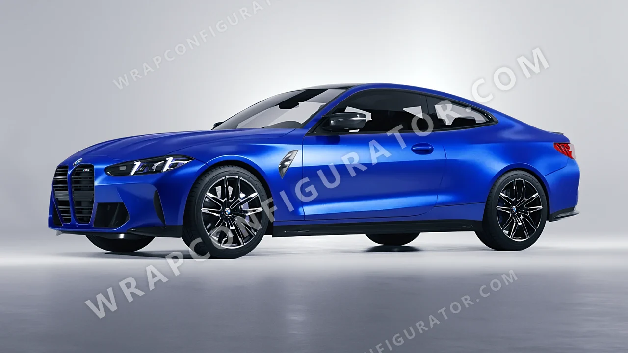 Blue BMW M4 Coupe 2024 wrapped in Inozetek Dynamic PPF Azure Blue DPPF814