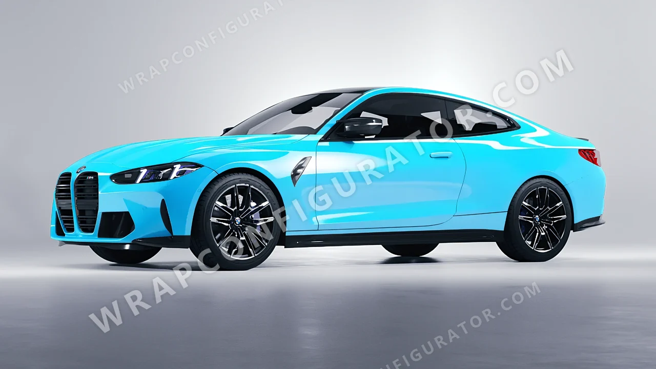 Blue BMW M4 Coupe 2024 wrapped in Inozetek Dynamic PPF Coastal Blue DPPF913