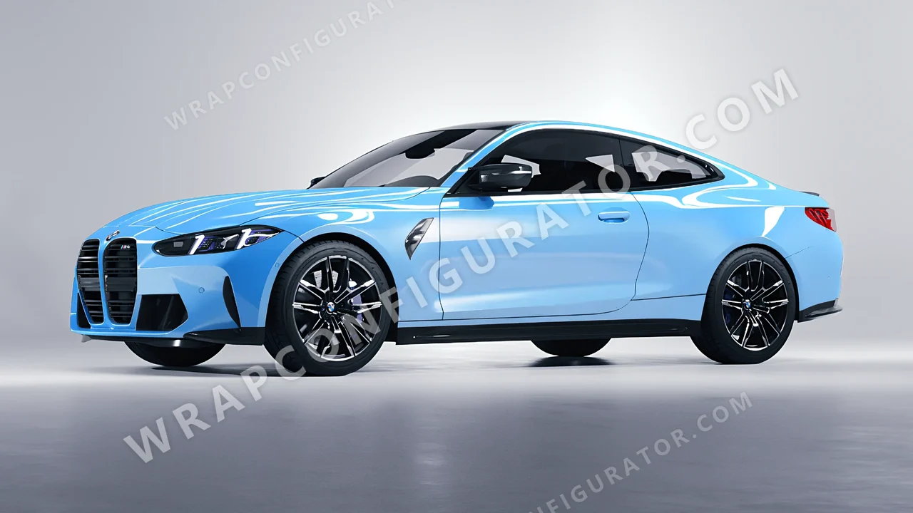 Blue BMW M4 Coupe 2024 wrapped in Inozetek Dynamic PPF Pebble Blue DPPF923