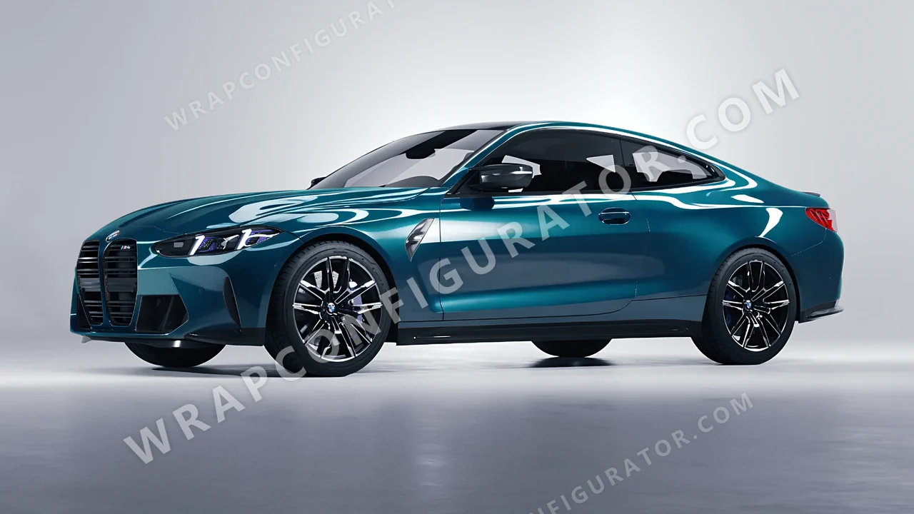 Blue BMW M4 Coupe 2024 wrapped in Inozetek Dynamic PPF Petrol Blue DPPF705