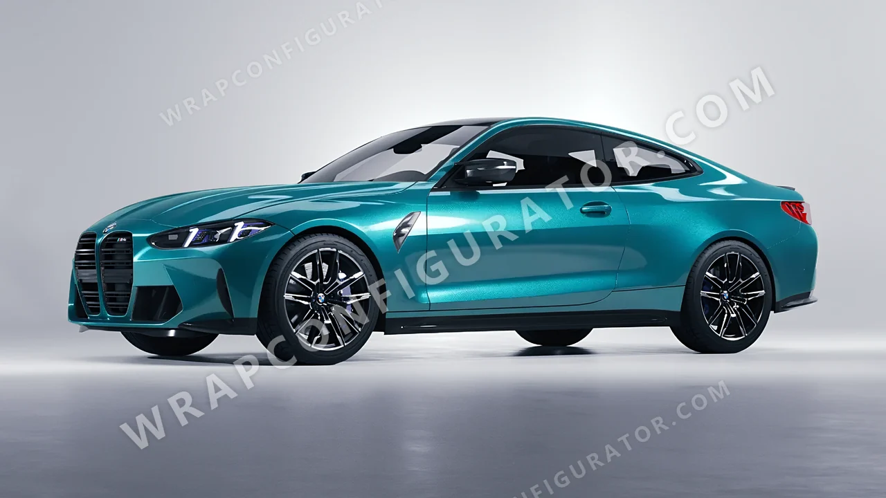 Blue BMW M4 Coupe 2024 wrapped in KPMF Dynamic Teal K75455