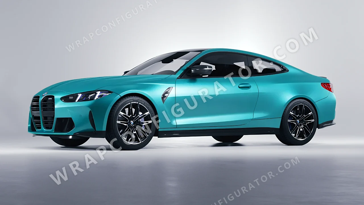 Blue BMW M4 Coupe 2024 wrapped in KPMF Matt Dynamic Turquoise K75511