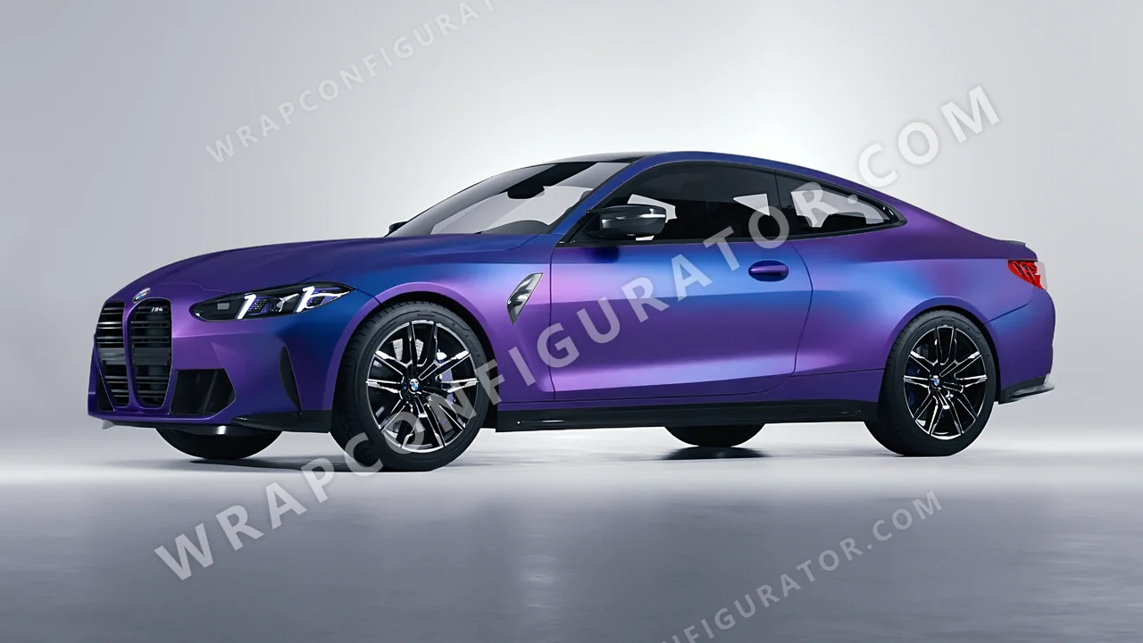 Blue BMW M4 Coupe 2024 wrapped in KPMF Matt Purple Blue Iridescent K75566