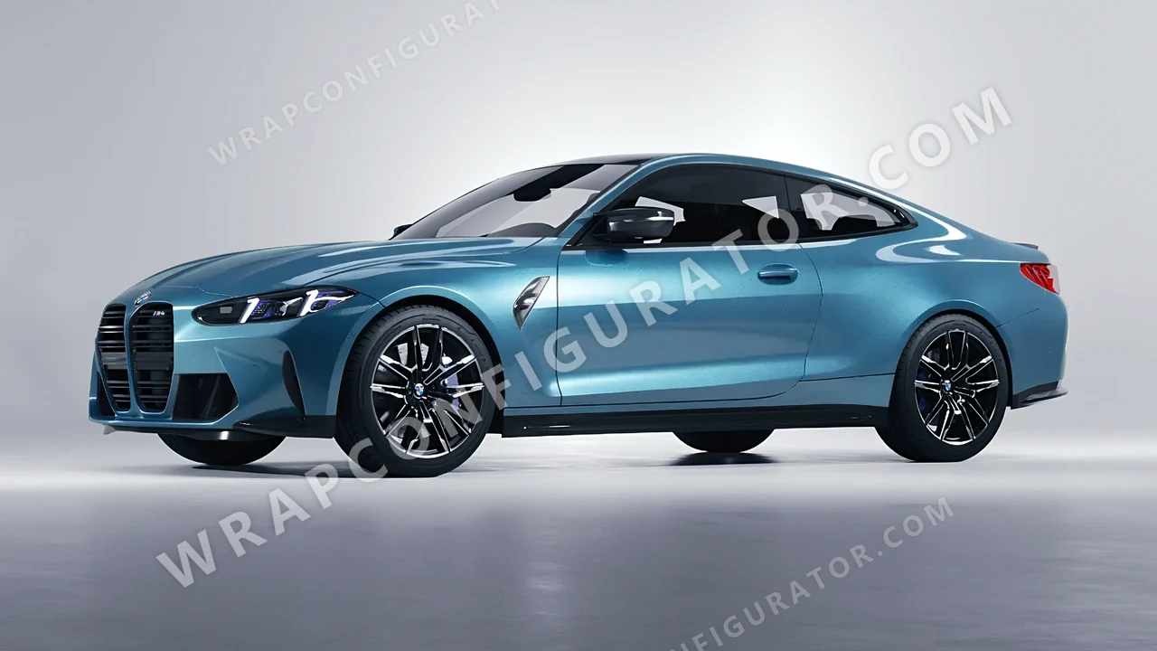 Blue BMW M4 Coupe 2024 wrapped in ORACAL Ballistic Blue 970RA-571G