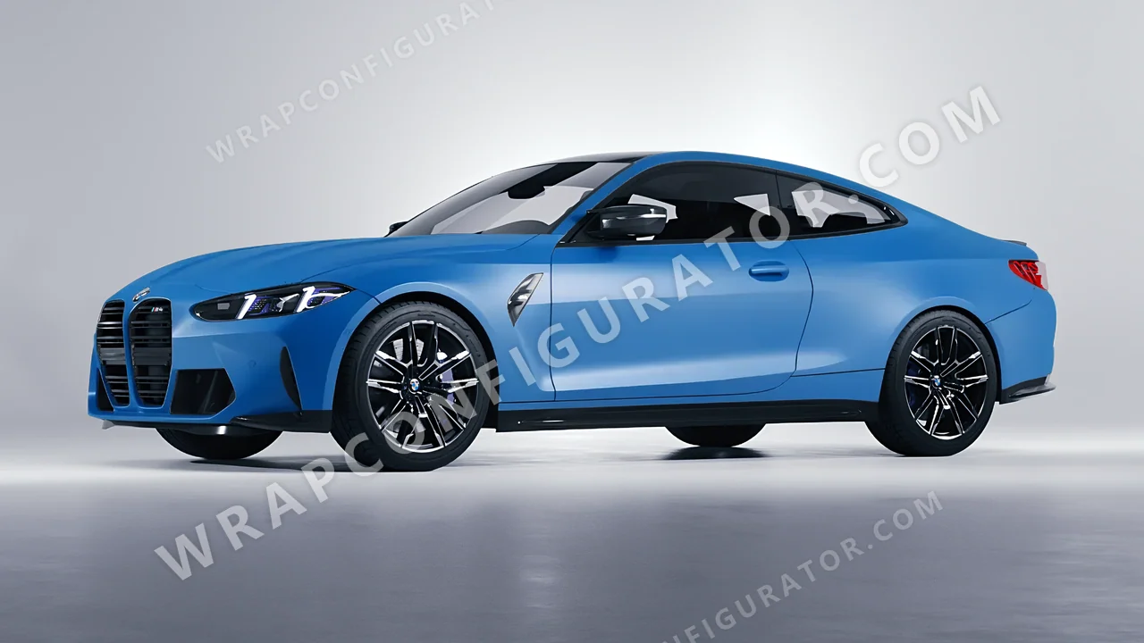 Blue BMW M4 Coupe 2024 wrapped in ORACAL Fjord Blue 970RA-547M