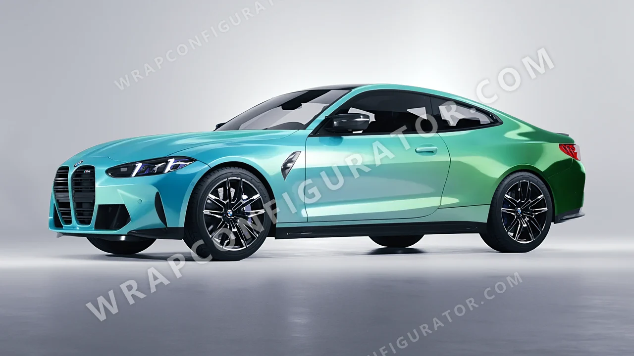 Blue BMW M4 Coupe 2024 wrapped in ORACAL Gloss Aquamarine 970RA-318G