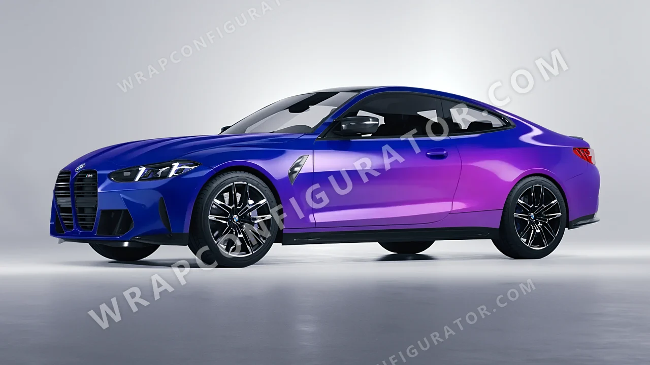 Blue BMW M4 Coupe 2024 wrapped in ORACAL Gloss Ultramarine Violet 970RA-319G