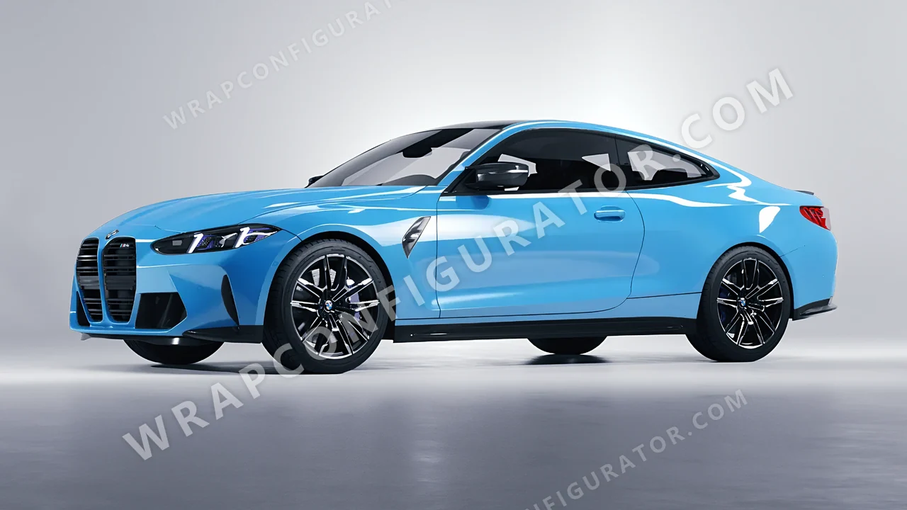 Blue BMW M4 Coupe 2024 wrapped in ORACAL Ice Blue 970RA-056G