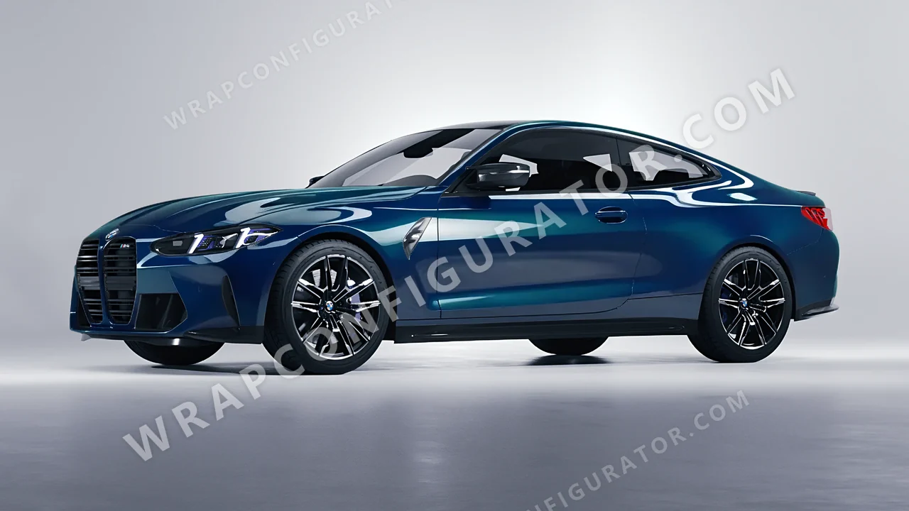 Blue BMW M4 Coupe 2024 wrapped in ORACAL Indigo Blue 970RA-544G