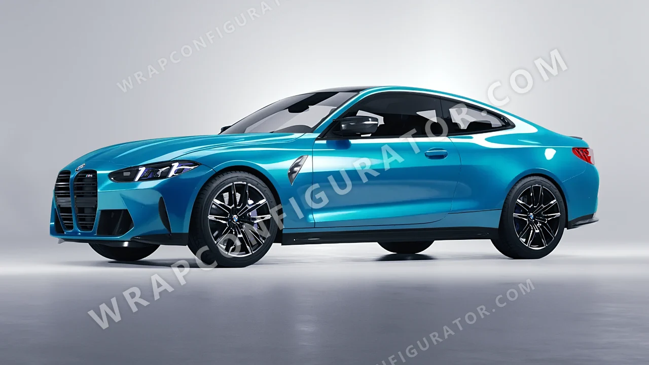 Blue BMW M4 Coupe 2024 wrapped in ORACAL Lagoon 970RA-553G