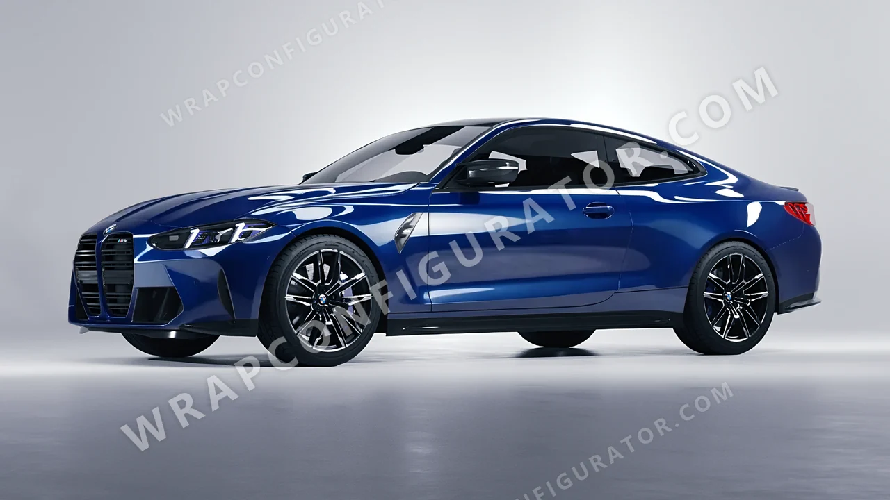 Blue BMW M4 Coupe 2024 wrapped in ORACAL Light Navy 970RA-564G